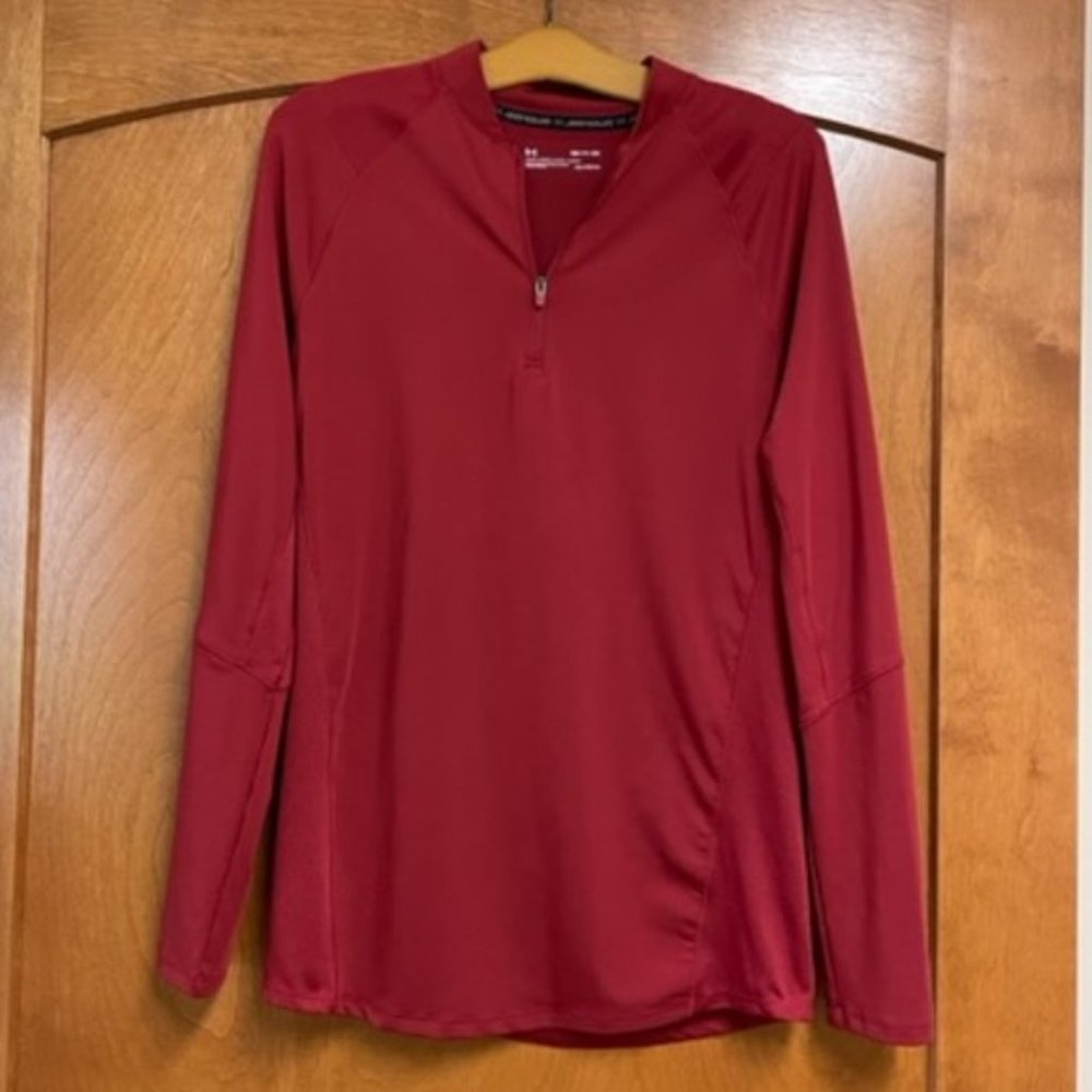 Under Armour Red Fitted Quarter Zip Heat Gear  - S – Unisex